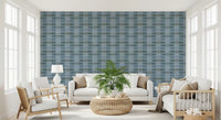 Coastal Blue Geometric Stripe Wallpaper⁠