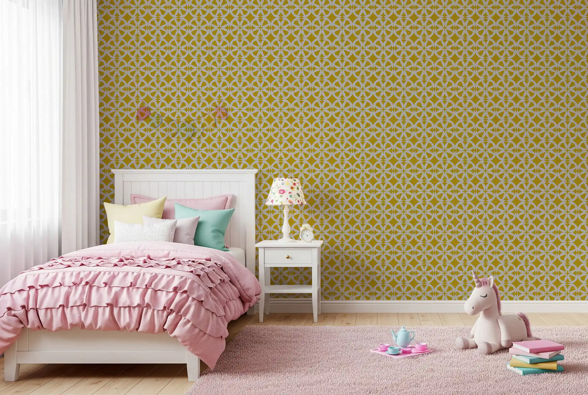 Abstract Mustard Circular Mosaic Wallpaper⁠