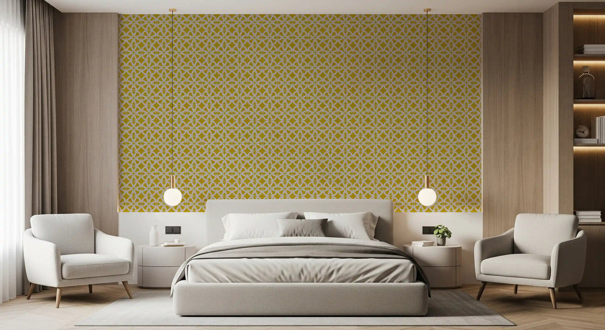 Abstract Mustard Circular Mosaic Wallpaper⁠