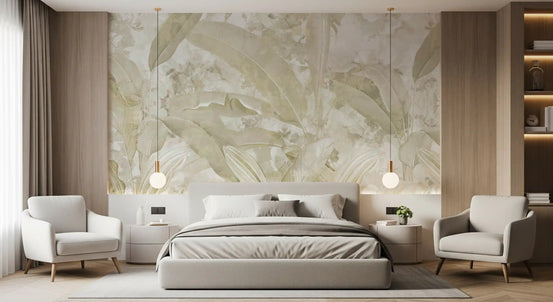 Neutral Beige Tropical Wallpaper Mural Wall Mural