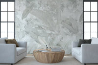 Soft Grey Tropical Botanical Wall Mural Wall Mural