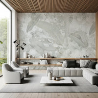 Soft Grey Tropical Botanical Wall Mural Wall Mural