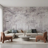 Misty Forest Landscape Dusty Lavender Wall Mural Wall Mural