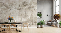 Misty Forest Landscape Warm Sepia Wall Mural Wall Mural
