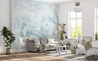 Soft Light Blue Botanical Wall Mural Wall Mural