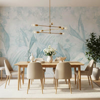 Soft Light Blue Botanical Wall Mural Wall Mural