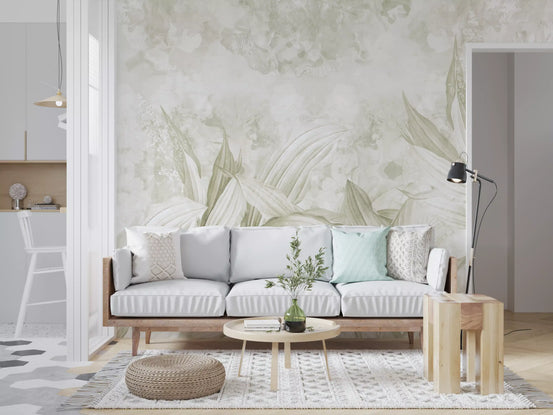Soft Natural Cream Botanical Wall Mural Wall Mural