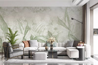 Soft Sage Green Botanical Wall Mural Wall Mural