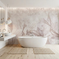 Blush Pink Botanical Leaf Wall Mural Wall Mural