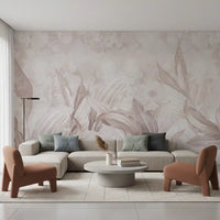 Blush Pink Botanical Leaf Wall Mural Wall Mural