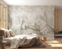 Sage Green Botanical Leaf Wall Mural Wall Mural