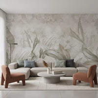 Sage Green Botanical Leaf Wall Mural Wall Mural