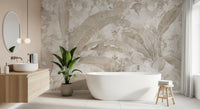 Neutral Beige Tropical Leaves Wall Mural Wall Mural