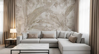 Neutral Beige Tropical Leaves Wall Mural Wall Mural