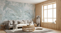 Ice Blue Botanical Banana Leaf Wall Mural Wall Mural