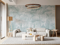 Sage Duck Egg Misty Forest Landscape Wall Mural Wall Mural