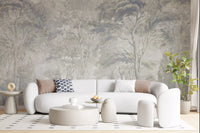 Warm Sand Grey Misty Forest Landscape Wall Mural Wall Mural