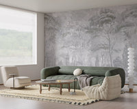 Foggy Slate Grey Misty Forest Landscape Wall Mural Wall Mural