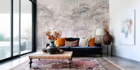 Dusty Mauve Taupe Misty Forest Landscape Wall Mural Wall Mural