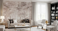 Soft Rose Taupe Misty Forest Landscape Wall Mural Wall Mural