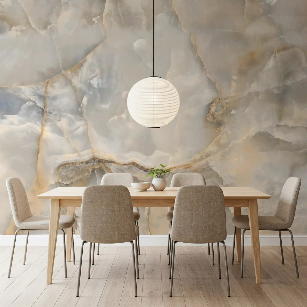 Serene Cream Marble Vein Wall Mural