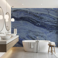 Midnight Cobalt Marble Veins Wall Mural