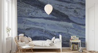 Midnight Cobalt Marble Veins Wall Mural