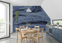 Abstract Swirls in Indigo and Slate Wall Mural