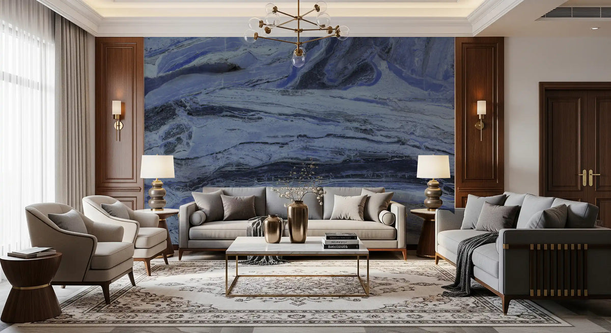 Abstract Swirls in Indigo and Slate Wall Mural