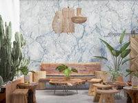 Cool Blue Marble Vein Texture Wall Mural
