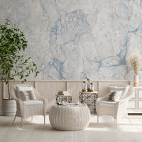 Ethereal Blue and White Marble Slab Wall Mural