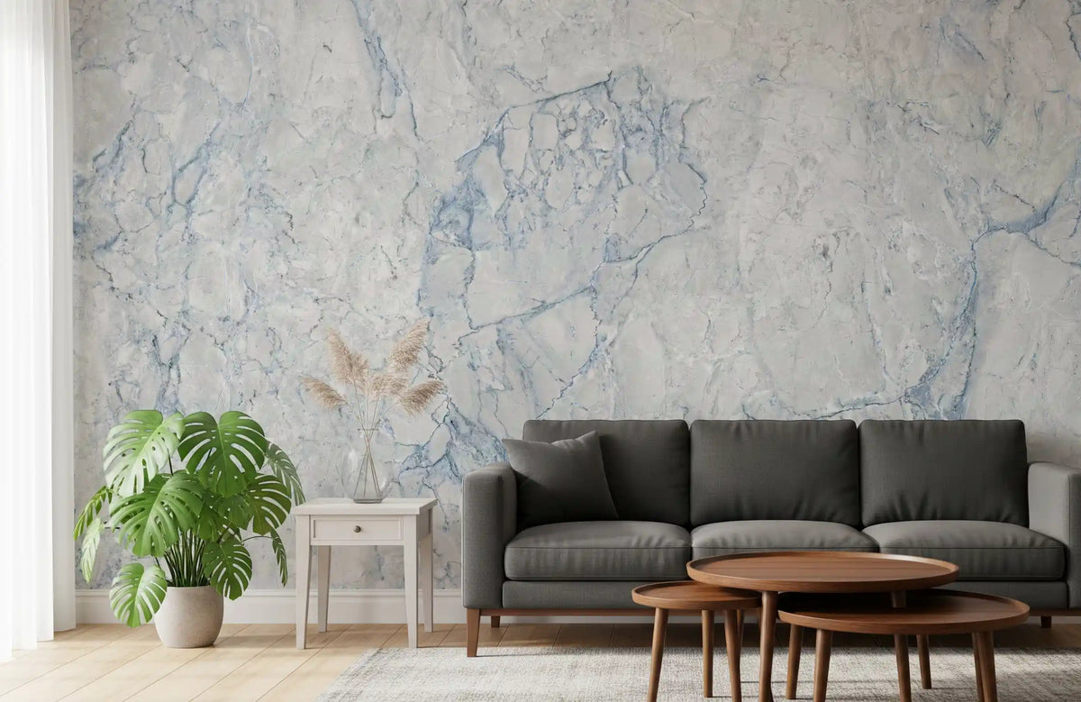 Ethereal Blue and White Marble Slab Wall Mural