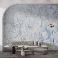 Serene Blue Veined Marble Texture Wall Mural