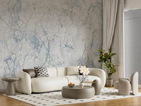 Serene Blue Veined Marble Texture Wall Mural
