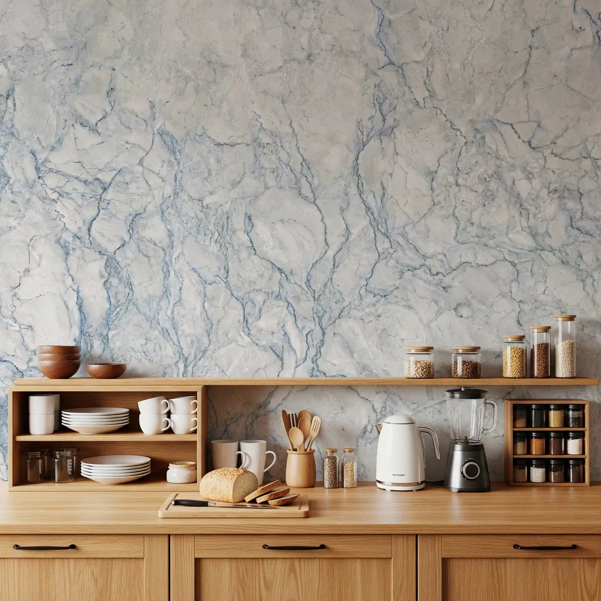 Arctic Veined Marble Texture Wall Mural