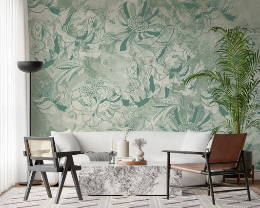Eucalyptus Mint Botanical Floral Wall Mural Wall Mural