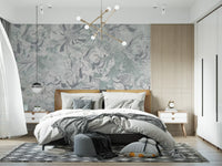 Misty Slate Ice Teal Botanical Floral Wall Mural Wall Mural