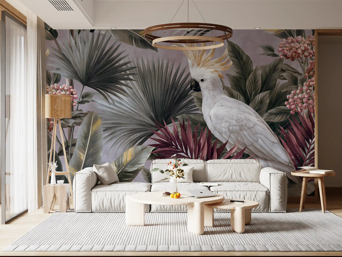 Cockatoo and Tropical Flora Wall Mural