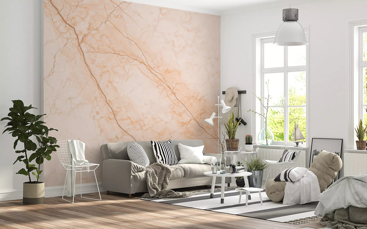 Soft Peach Marble Stone Texture Wall Mural