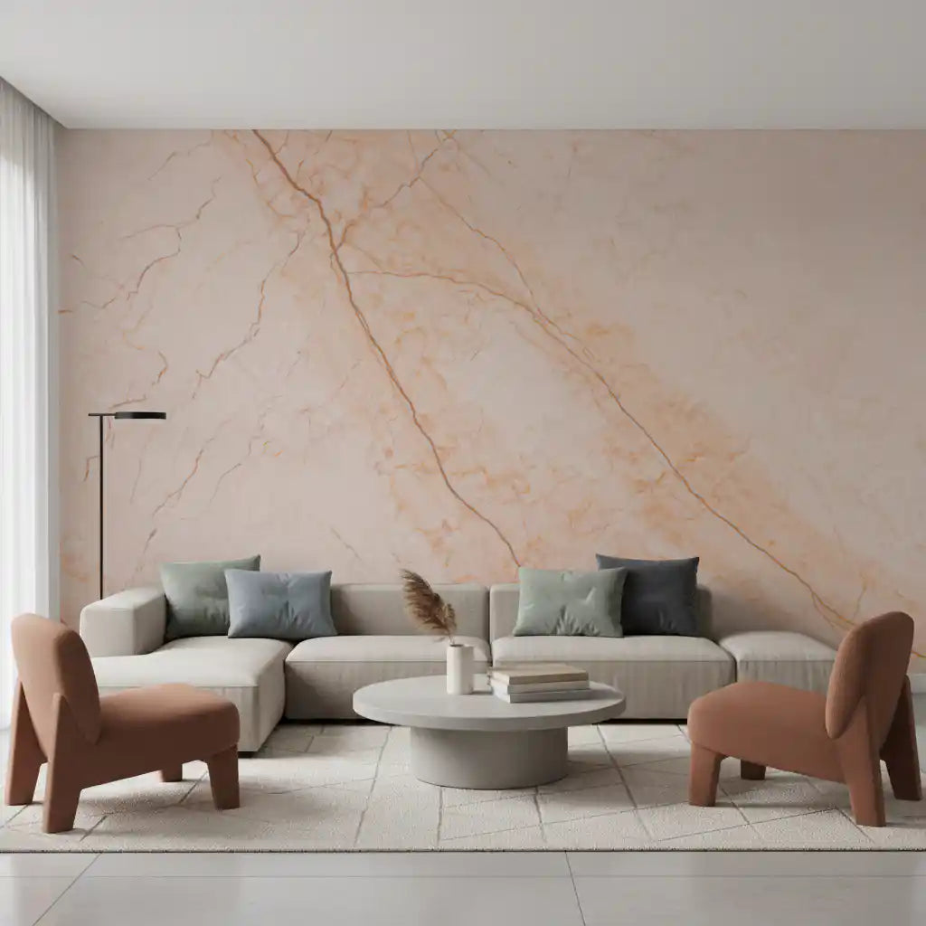 Soft Peach Marble Stone Texture Wall Mural