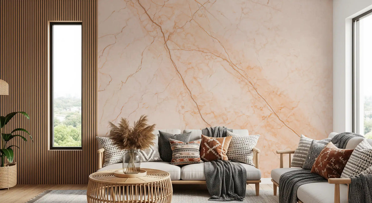 Soft Peach Marble Stone Texture Wall Mural