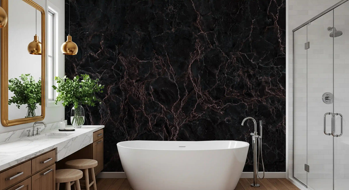 Midnight Rose Veined Marble Wall Mural