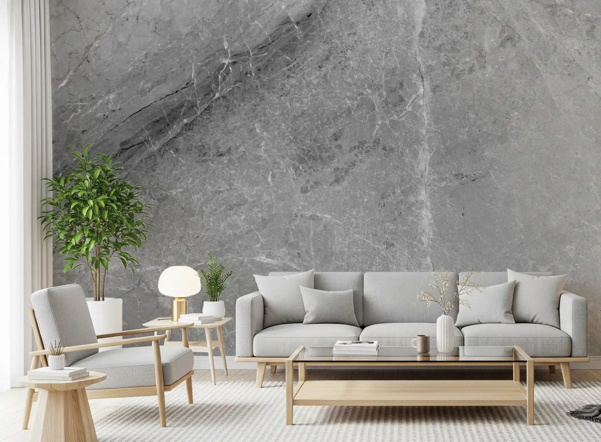 Monochromatic Grey Marble Slab Wall Mural