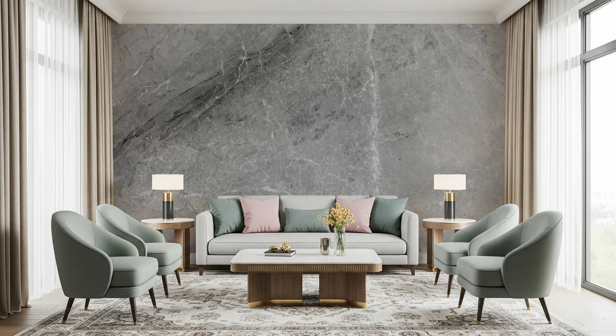 Monochromatic Grey Marble Slab Wall Mural