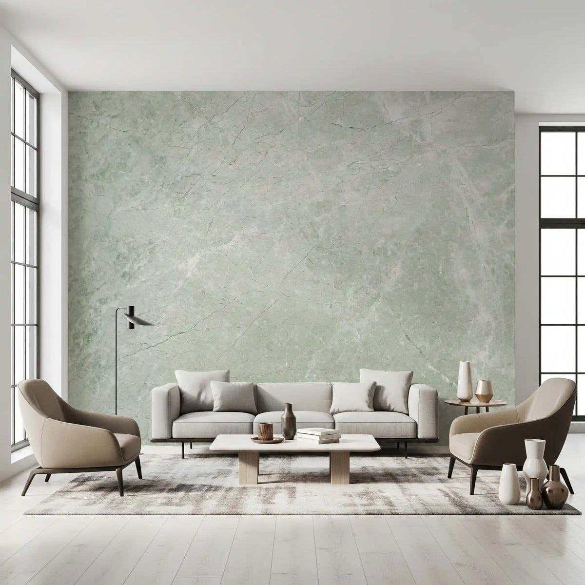 Serene Sage Marble Texture Wall Mural