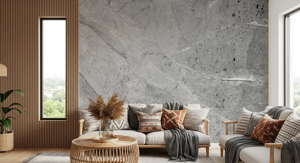 Minimalist Cool Grey Marble Slab Wall Mural