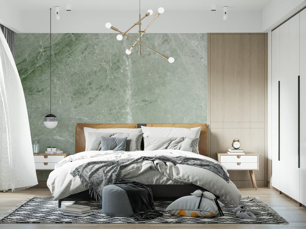 Sage Green Marble Vein Texture Wall Mural