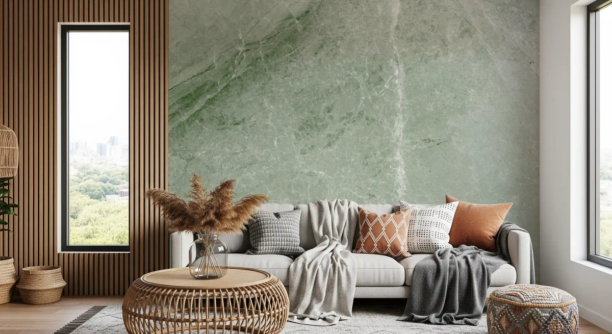 Sage Green Marble Vein Texture Wall Mural