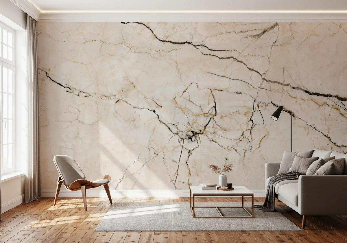 Classic Cream Marble Veins Wall Mural