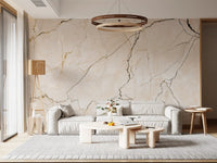Cream and Charcoal Vein Stone Wall Mural
